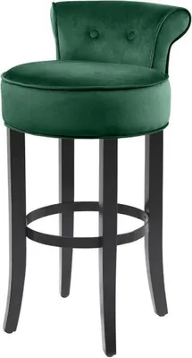 Produktbild von Casa Padrino Luxus Barstuhl Grün / Schwarz 45 x 51 x H. 88 cm - Barhocker mit edlem Samtstoff