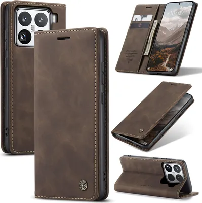 Obrázek produktu pro Pouzdro pro Xiaomi 15 Pro, RetroPolyuretanKožené Pouzdro s Funkcí Stojánku bronz
