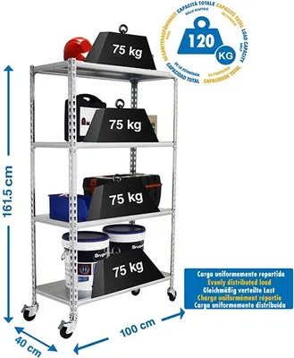 Produktbild von SIMONCLICK MOBILE 4/400 1500 GALVA-Metallregal