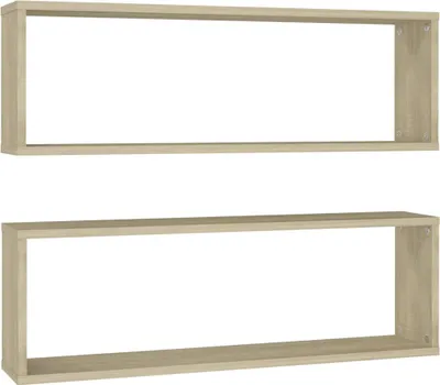 Obrázek produktu pro vidaXL Cube Shelves 2 ks Sonoma Oak 80x15x26,5 cm výrobek ze dřeva