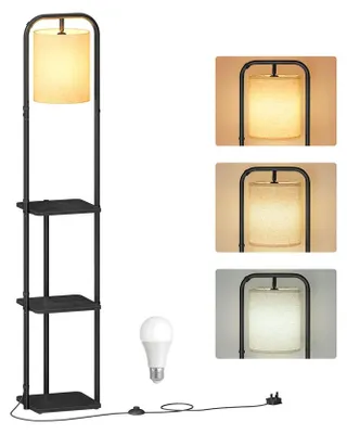Obrázok produktu pre Stojacia lampa s poličkami | Čierna | 31,8 x 29,9 x 160,5 cm