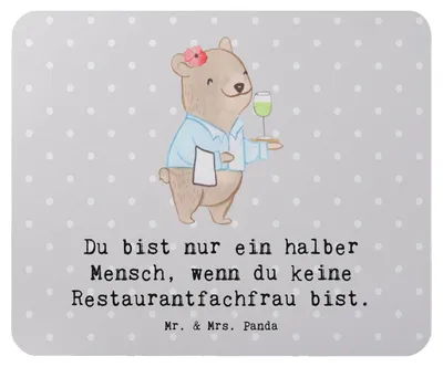 Produktbild von Mr. & Mrs. Panda Mousepad Restaurantfachfrau Herz - Grau Pastell - Geschenk, pc, Mouse Pad, mausteppich, Mauspad