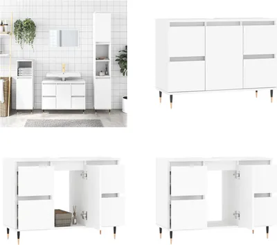 Produktbild von vidaXL Badschrank Weiß 80x33x60 cm Holzwerkstoff - Badezimmerschrank - Badezimmerschränke - Schrank - Schrank Bad