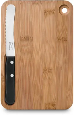 Immagine prodotto di Tagliere da colazione in bambù nero con coltello in acciaio inossidabile