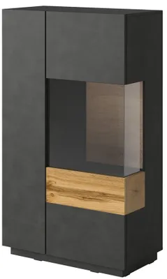 Zdjęcie produktu dla Witryna prawa Silke 80 cm - matera / dąb wotan, przeszklona Helvetia