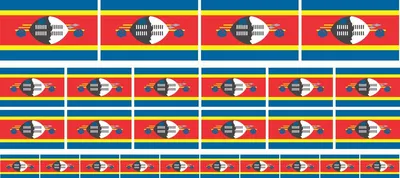 Produktbild von Mini Aufkleber Set - Pack glatt - 4x 51x31mm+ 12x 33x20mm + 10x 20x12mm- selbstklebender Sticker - Swasiland - Flagge / Banner / Standarte fürs Auto, Büro, zu Hause und die Schule - Set of 26