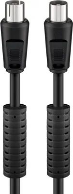 Zdjęcie produktu dla goobay Antennenkabel Koax Stecker/Kupplung mit Ferrite schwarz 3,5 m