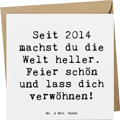 Produktbild von Mr. & Mrs. Panda Glückwunschkarte Spruch 2014 Geburtstag - Weiß - Geschenk, Happy Birthday, Geburtsjahr erinnern, Geburtstagserinnerungen, anlasskarte, Grußkarte, Seit