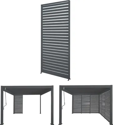 Produktbild von Aluminium Lamellenwand für Pergola MCW-N94 3x3m, Lamellenpaneel Modul Seitenwand Sichtschutz, 213x94cm  anthrazit