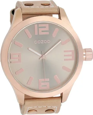 Produktbild von Oozoo Leder Damen Uhr Analog Quarzuhr Armband beige hellbraun Timepieces D2UOC1101A
