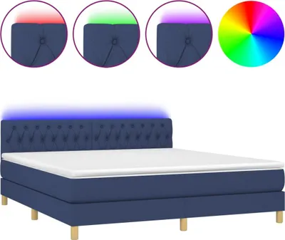 Produktbild von vidaXL Boxspringbett mit Matratze & LED Blau 160x200 cm Stoff