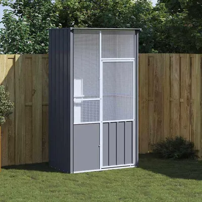Obrázek produktu pro Klec pro ptáky – Pozinkovaná ocel – Antracitová barva – 115 x 78 x 200 cm – Klec pro ptáky, odolná proti korozi, vhodná pro použití v interiéru i exteriéru