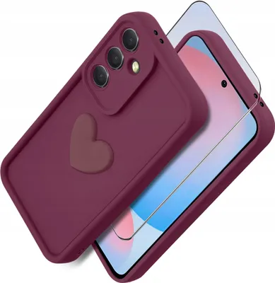 Zdjęcie produktu dla Etui do Samsung A56 5G silikonowe MATOWE serce + Szkło ochronne 9H