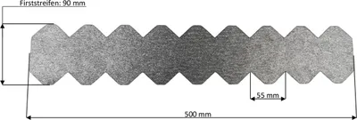 Produktbild von 3 Streifen Dachschindeln Schiefer  (55 mm) - First grau