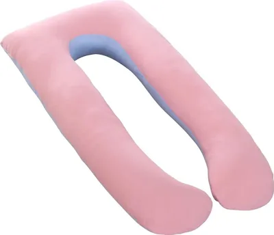 Image de Coussin d'allaitement en forme de U, coussin de grossesse, avec housse interchangeable et lavable, 70 x 130 cm, coton, rose & bleu, 70 × 130CM