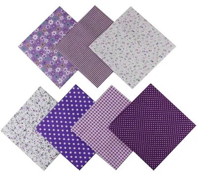 Image de Morceaux de tissu en coton, carrés de 50 x 50 cm, tissu patchwork pour la couture, le quilting, les décorations DIY, les travaux manuels et autres projets DIY ; tissu 100 % coton avec motifs imprimés (violet).