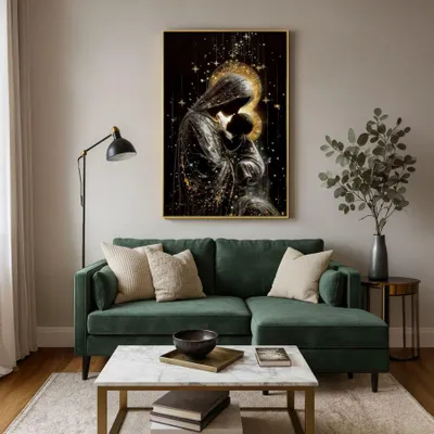 Zdjęcie produktu dla Lakierowany obraz na płótnie z ramą i reliefami 60x3,5x90 cm