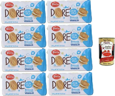 Produktbild von Doria - Dorè Doricrem Gusto Vaniglia confezione da 8 porzioni Dorè Doricrem Vanillegeschmack Packung mit 8 Portionen 8x304gr + Italian Gourmet polpa 400g