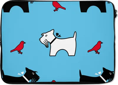 Produktbild von MuchoWow® Laptop Hülle 13 Zoll Hund - Vogel - Tiere - Muster - Kinder Laptoptasche - Laptophülle - Sleeve - Rundumschutz