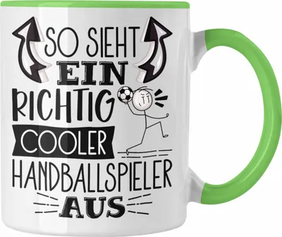 Produktbild von Trendation - Handballspieler Tasse Geschenk So Sieht Ein Richtig Cooler Handballspieler Aus Geschenkidee Spruch Lustig Becher (Grün)
