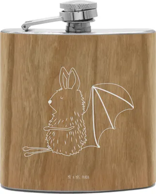 Produktbild von Mr. & Mrs. Panda Flachmann Fledermaus Sitzen - Transparent - Geschenk, Aus Edelstahl, Motivation, feldflasche, Fledermäuse, taschenflasche, Tiere, Hip Flask, Entspannen