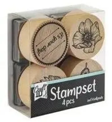 Productafbeelding van Houten stempelset, 4 stuks, blauw - Grafix