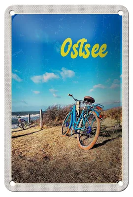 Produktbild von Blechschild Reise 12x18cm Ostsee Fahrradtour Meer Strand Fahrrad Schild