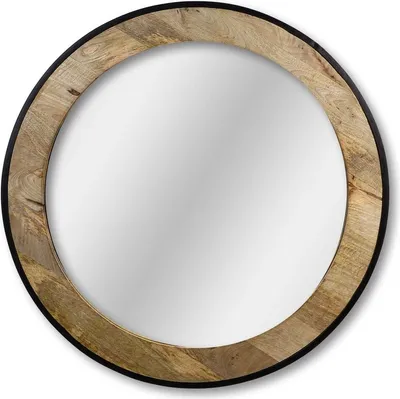 Produktbild von HSM Collection-Runder Spiegel-ø90x5-Schwarz/Natur-Mango