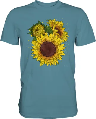 Produktbild von Sonnenblumen Shirt Garten Geschenk Gärtner – Stone Blue / 3XL