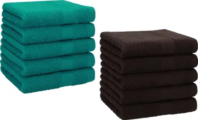 Produktbild von Betz 10 Stück Seiftücher 30x30 cm PREMIUM 100% Baumwolle Farbe: smaragdgrün und dunkelbraun