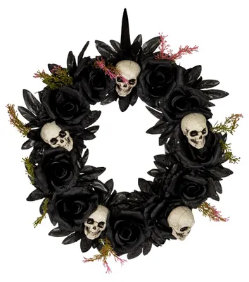 Produktbild von Deko Türkranz mit Rosen & Skulls 44cm Ø