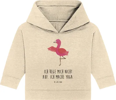 Produktbild von Mr. & Mrs. Panda Organic Baby Hoodie Flamingo Yoga 24. - 36. Monat - Natural Raw - Geschenk, Aufgeregt, Baum, Yogi, Kapuzensweatshirt, Ärger, Vogel, Kapuzenshirt