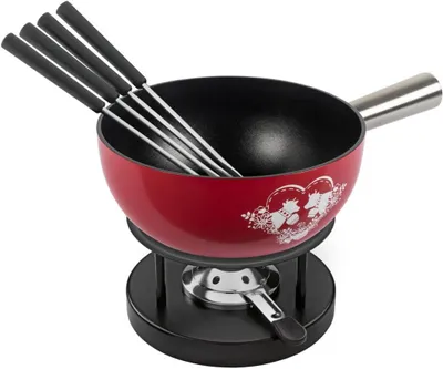 Produktbild von Käsefondue-Set für Induktion - 22 cm Aluminium-Caquelon in Rot