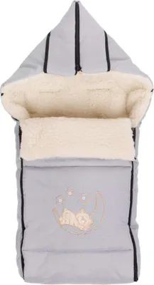 Produktbild von Winter Fußsack für Kinderwagen Babyschale Schlittensack Wollesack Baby Fußsack Kuschelsack Winterfußsack 40 x 90 cm (Hellgrau)