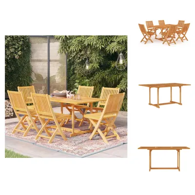 Produktbild von vidaXL 7-tlg. Garten-Essgruppe Massivholz Teak -  Gartenmöbel-Sets