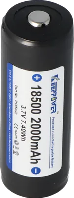Produktbild von Keeppower 18500 - 2000mAh, 3,6V - 3,7V Li-Ion-Akku geschützt mit Kopf Abmessungen 53x18,5mm