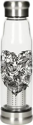 Produktbild von Glasflasche mit Teeeinsatz - Neoprenhülle und Motiv 0,5 l Blumen