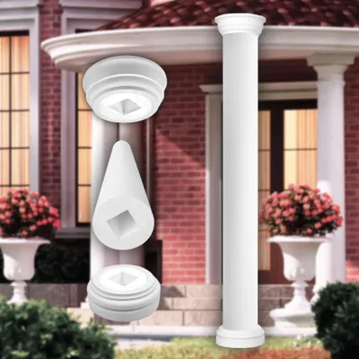 Produktbild von PRESTIGE DECOR Säule mit glatter Oberfläche 2m 255x255mm Säulenschaft Kunstharzputz weiß, Fassadenverkleidung aussen Stucksäule Wandverkleidung (LC101 Komplettset 1, vollrund)