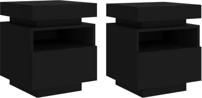 Produktbild von vidaXL Noční stolky s LED osvětlením 2 ks černé 40x39x48,5 cm