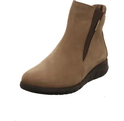 A single brown ankle boot is shown against a white background.