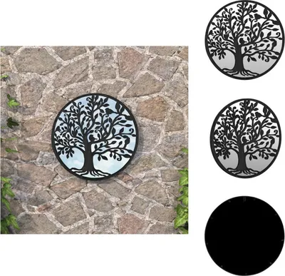 Produktbild von vidaXL Gartenspiegel Schwarz 60x2,5 cm Eisen Rund -  Spiegel