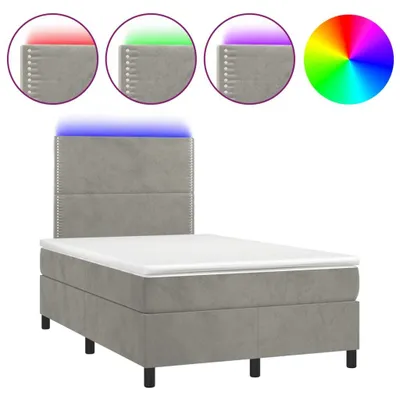 Produktbild von vidaXL Boxspringbett mit Matratze & LED Hellgrau 120x190 cm Samt