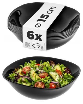 Produktbild von KADAX Schwarze Müslischalen im 6er Set, 16,5 cm, quadratische Glasschüsseln für Müsli, Obst & Dessert, Dessertschalen, moderne Servierschalen (Schwarz)