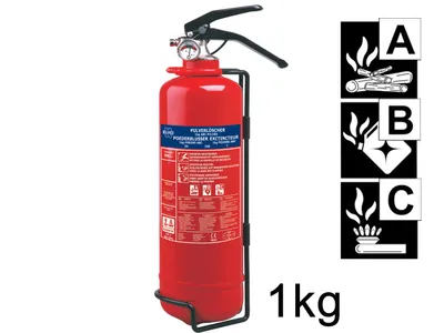 Produktbild von Pulverfeuerlöscher, Brandklassen A, B und C, Brandlöscher, Handfeuerlöscher, 1kg