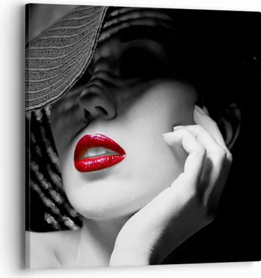 Produktbild von Bild auf Leinwand - Leinwandbild - Frau Gesicht Lippen - 40x40cm - Wand Bild - Wanddeko - Wandbilder - Leinwanddruck - Bilder - Kunstdruck - Wanddekoration - Leinwand bilder - Wandkunst - AC40x40-3618
