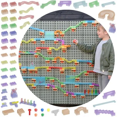 Image de MASTERKIDZ Kit de construction « Circuit pour balles » avec tableau STEM, 440 pièces