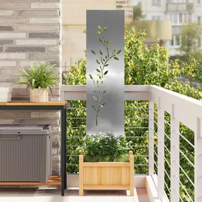 Produktbild von Garten Sichtschutz-Leinwand Floral Silber 32 x 140 cm Edelstahl