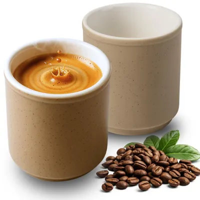 Productafbeelding van Espressokopjes - Gemaakt van steengoed - 75 ml inhoud - Set van 2 - Wit