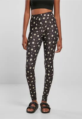 Productafbeelding van Urban Classics dames soft leggings met all-over print, model "blackdaisy", maat S
