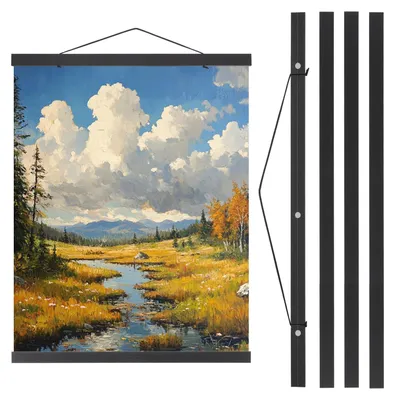 2er Set Magnetischer Posterhalter Rahmen 61 cm Holz Schwarz